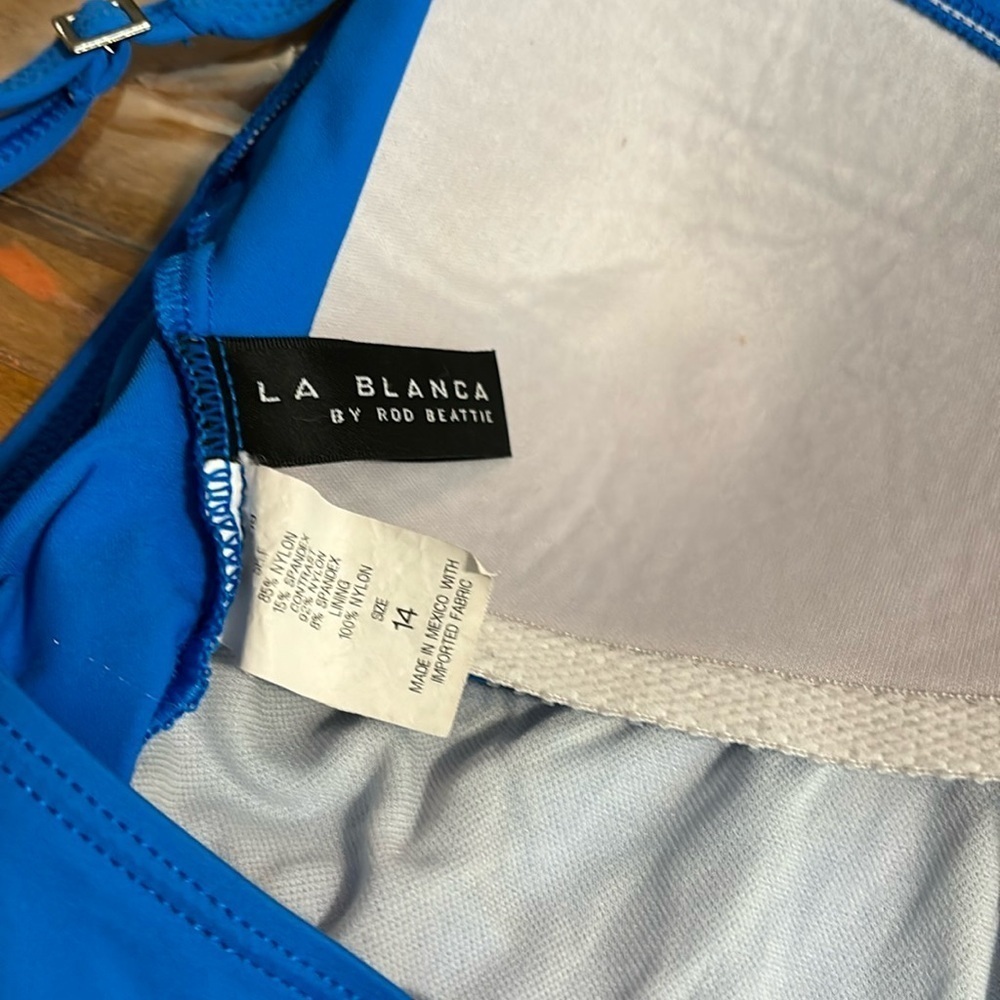 L Blanca Island Goddess Over The Shoulder Rouched Front Bandeau swim suit - Picture 7 of 7